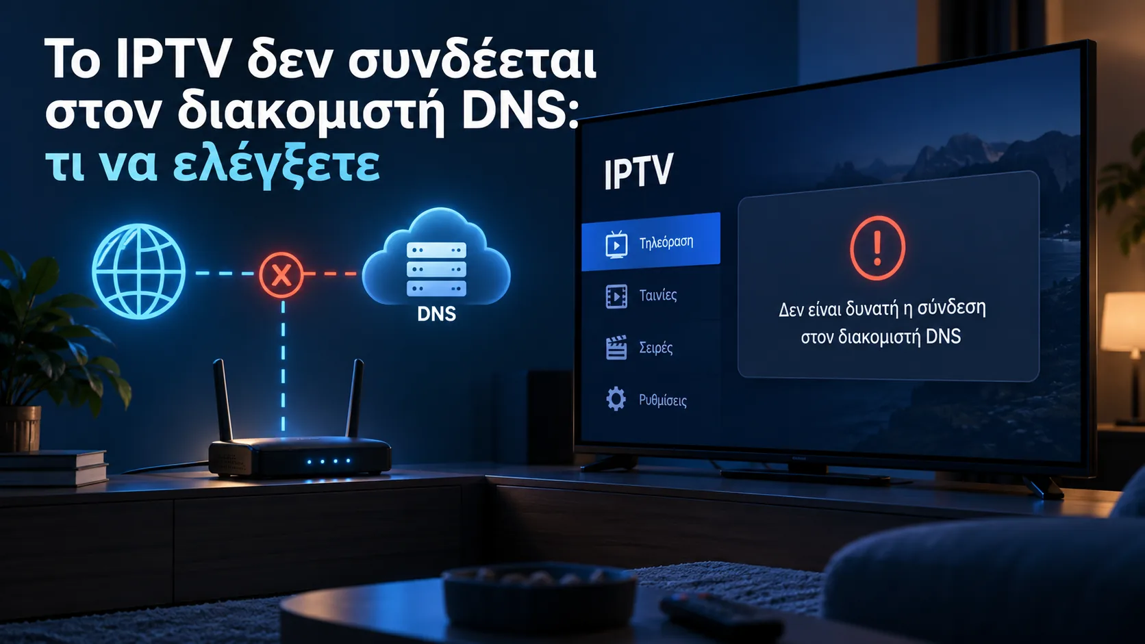 can't connect to dns server — Το IPTV δεν συνδέεται στον διακομιστή DNS: τι να ελέγξετε